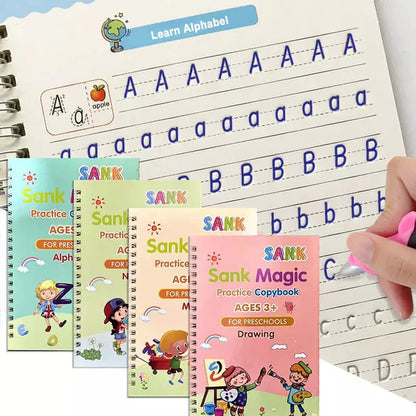 3D Groove Magic Book Set (4 Book, 10 refill, 1 Pen, 1 Grip Pen)